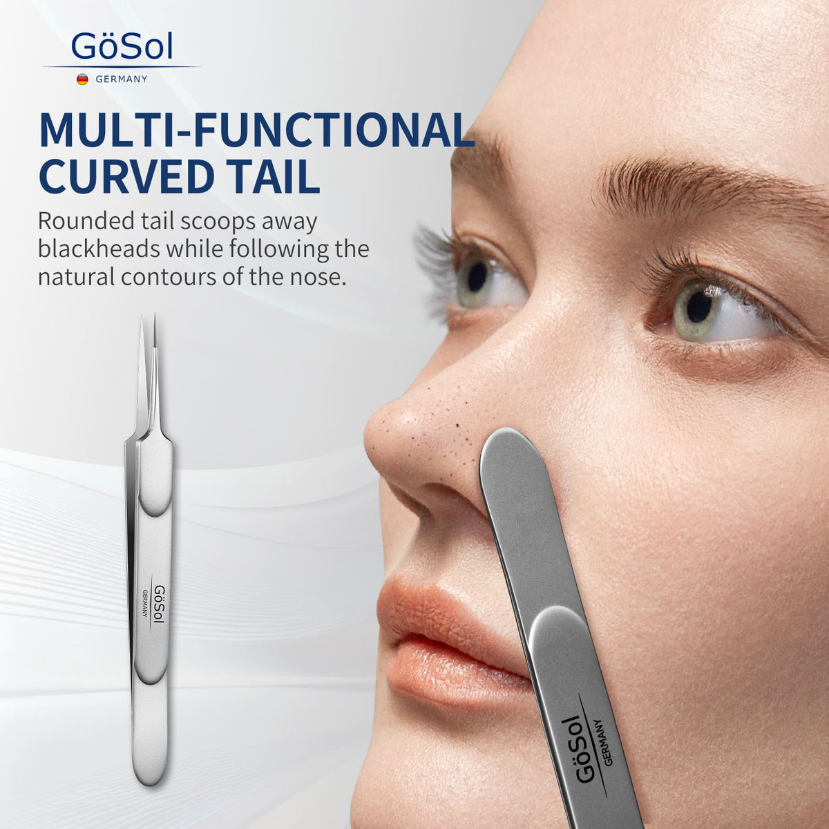 GöSol Pro Blackhead Tweezers – Needle Point Tip for Nose & Face, Comedone & Ingrown Hair Removal, Storage Box