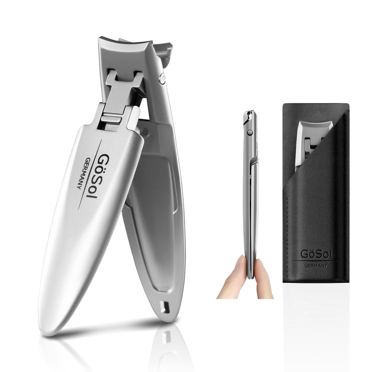 GöSol Ultra-Thin Flat Nail Clipper with Case – Black