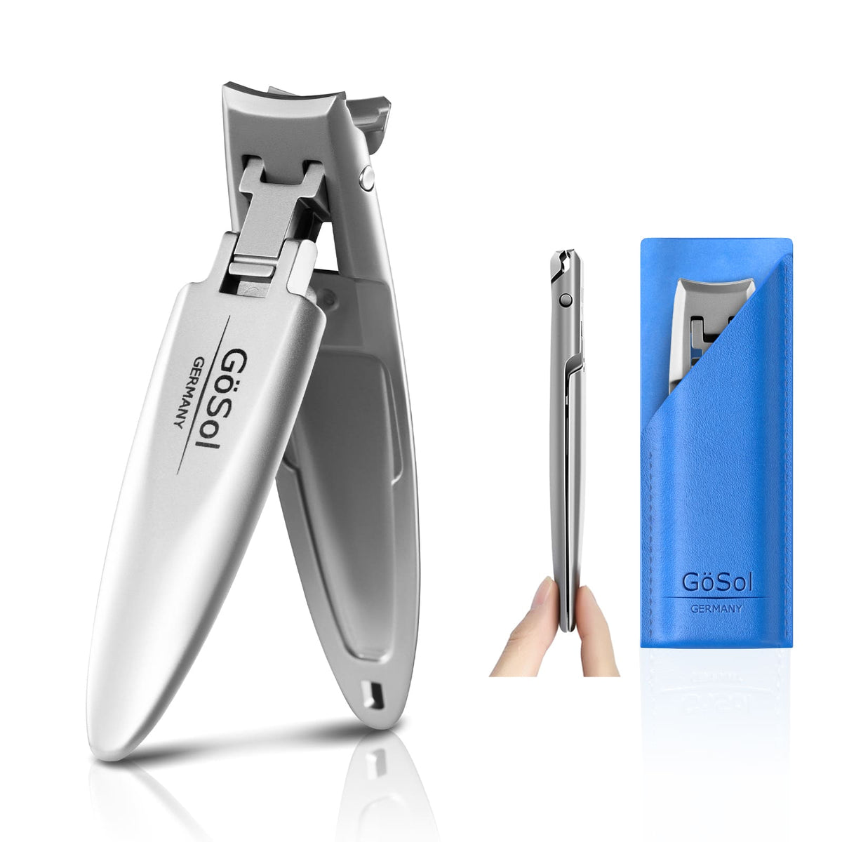 GöSol Ultra-Thin Flat Nail Clipper with Case – Blue