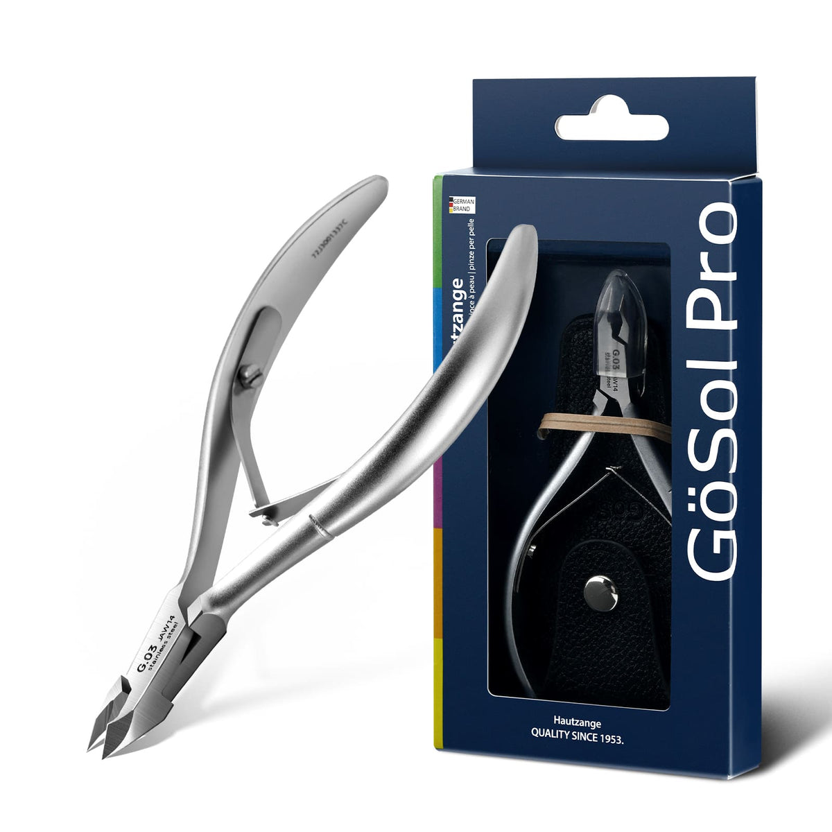 GöSol Pro Cuticle Trimmer – Stainless Steel, 3 Jaw Options, Ergonomic Curved Handle, Ultra-Sharp, Black Case