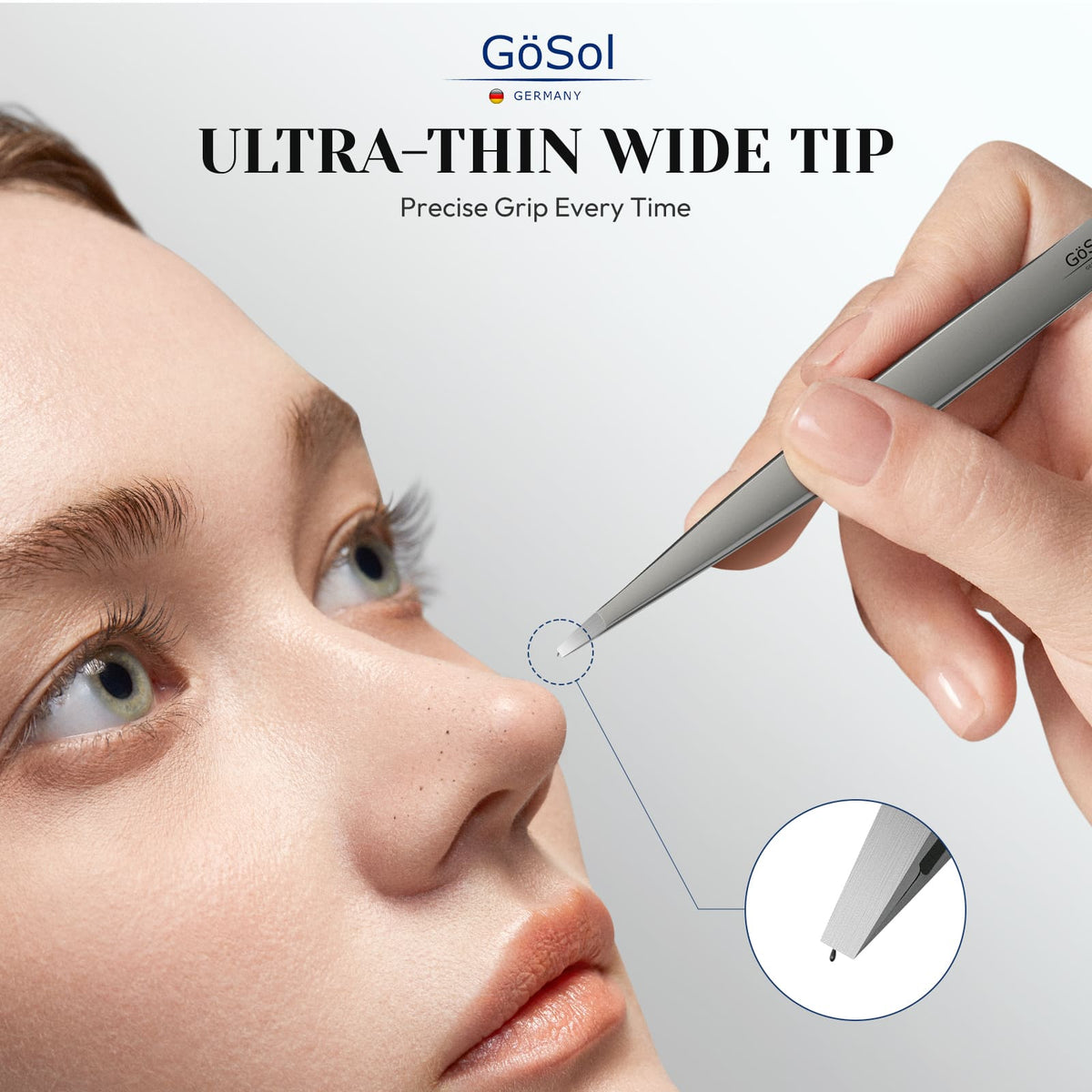 GöSol GöSol Blackhead Tweezers – Safe Blackhead Removal, Nose & Face, Stainless Steel