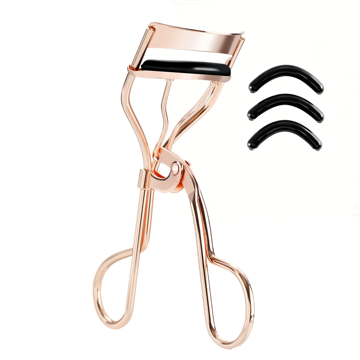 GöSol Eyelash Curler with 3 Refill Pads – Rose Gold, Anti-Pinch, Fits Most Eye Shapes