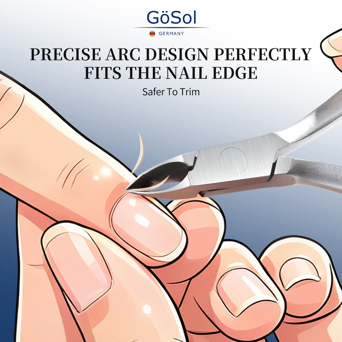 GöSol Pro Cuticle Trimmer – Stainless Steel, 3 Jaw Options, Ergonomic Curved Handle, Ultra-Sharp, Black Case