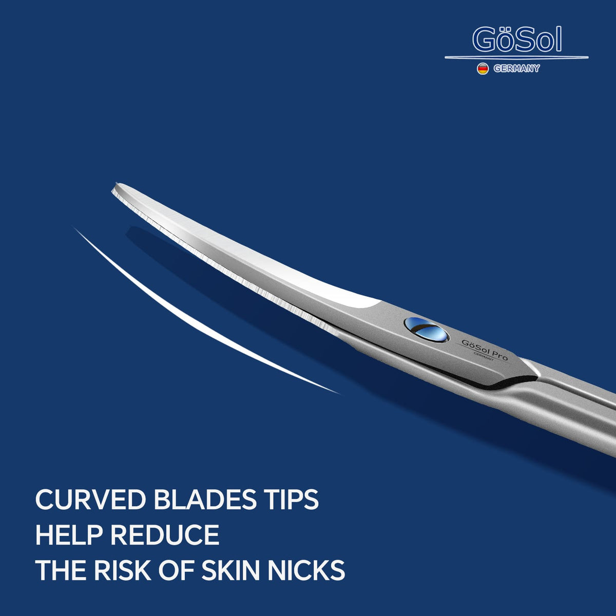 GöSol Eyebrow Scissors – Rounded Safety Tips, 25° Angled Design, 420 Stainless Steel, Orange Leather Case