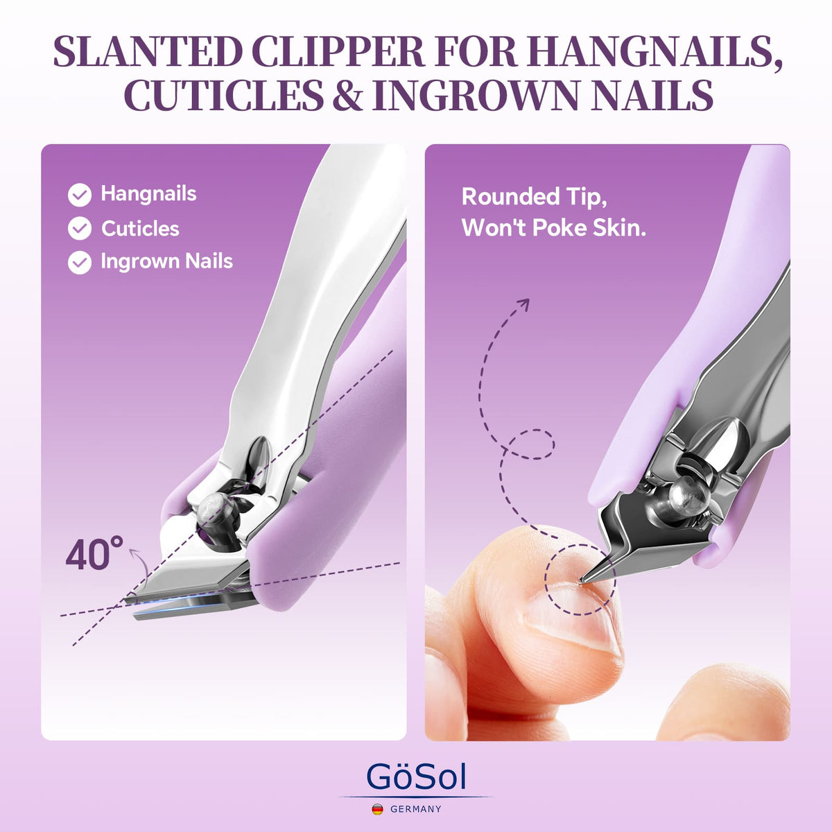 GöSol Nail Clippers Complete 3-Piece Nail Care Set