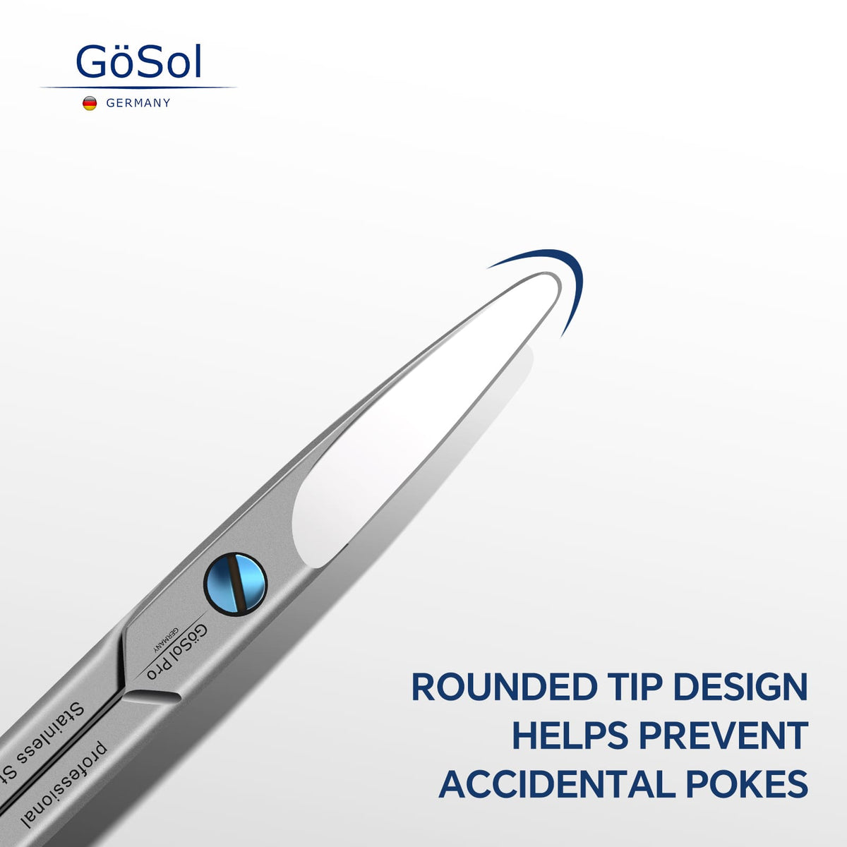 GöSol Eyebrow Scissors – Rounded Safety Tips, 25° Angled Design, 420 Stainless Steel, Orange Leather Case