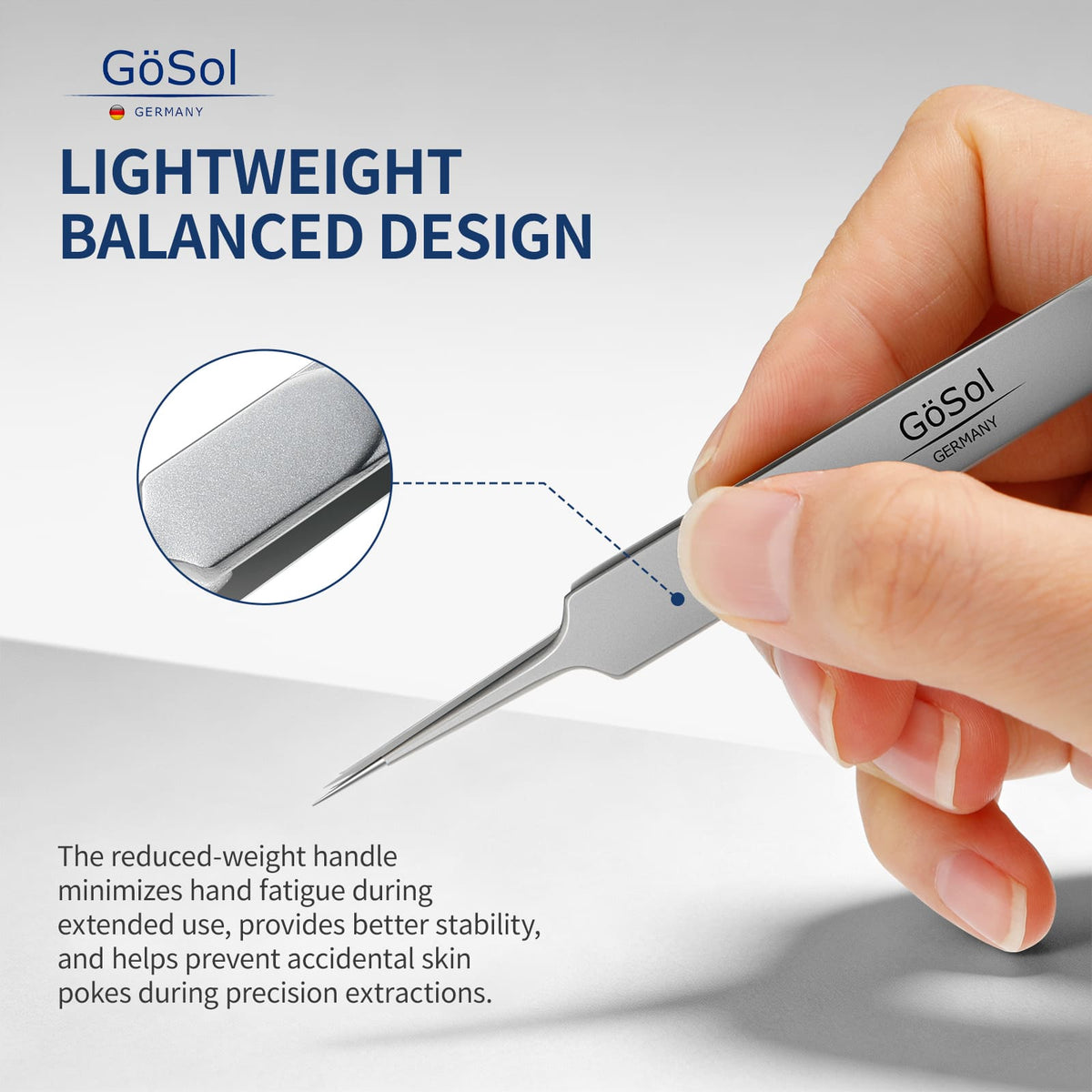 GöSol Pro Blackhead Tweezers – Needle Point Tip for Nose & Face, Comedone & Ingrown Hair Removal, Storage Box