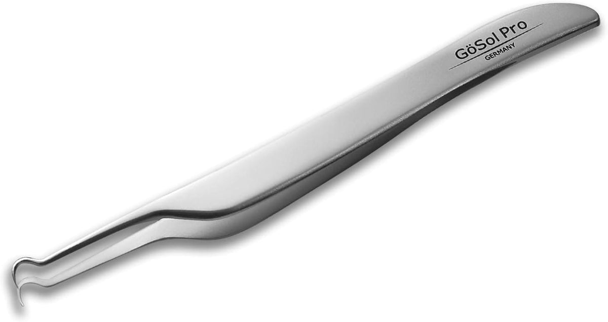GöSol Pro Blackhead Tweezers – Curved Precision Tip, Stainless Steel, Comedone & Ingrown Hair Removal
