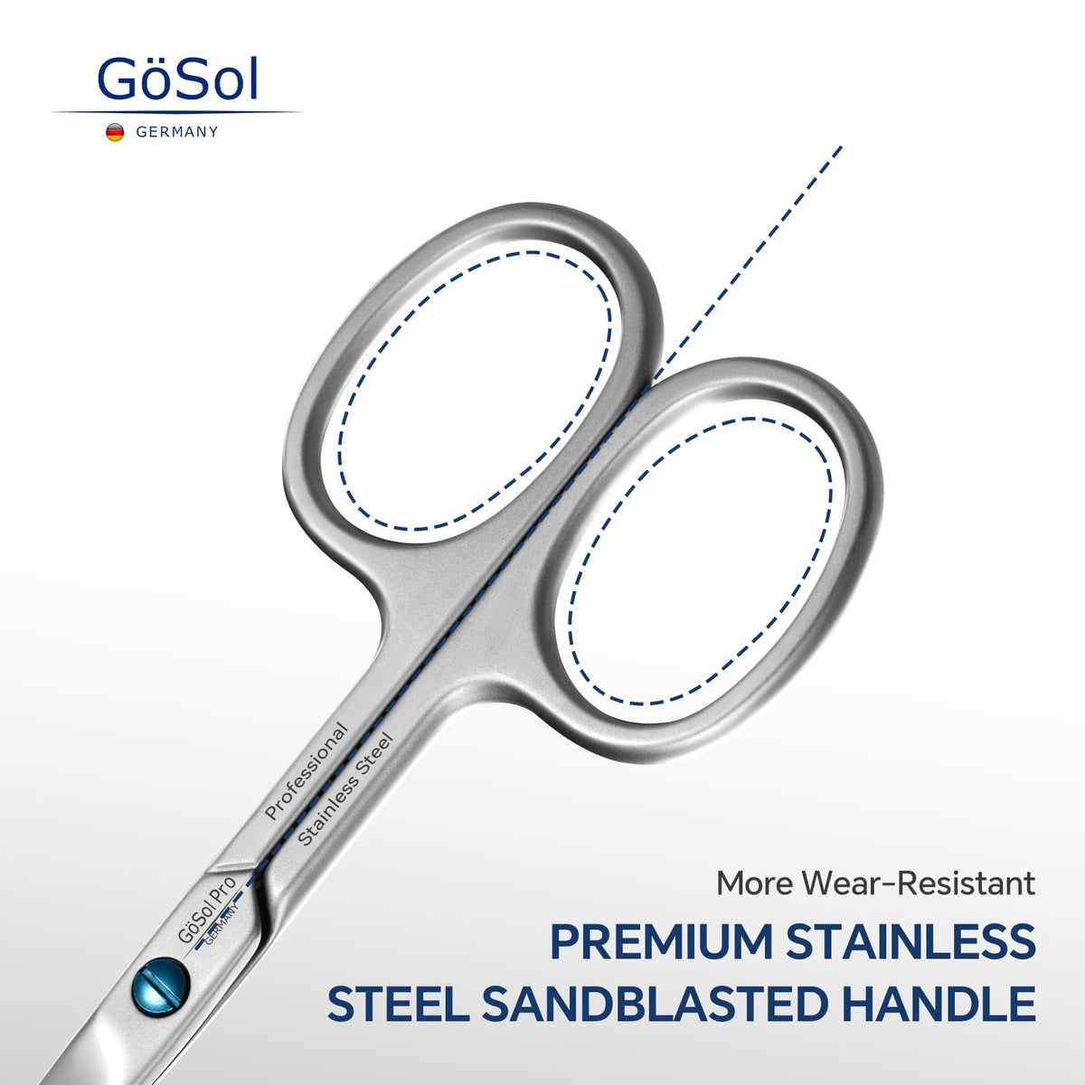 GöSol Eyebrow Scissors – Rounded Safety Tips, 25° Angled Design, 420 Stainless Steel, Orange Leather Case