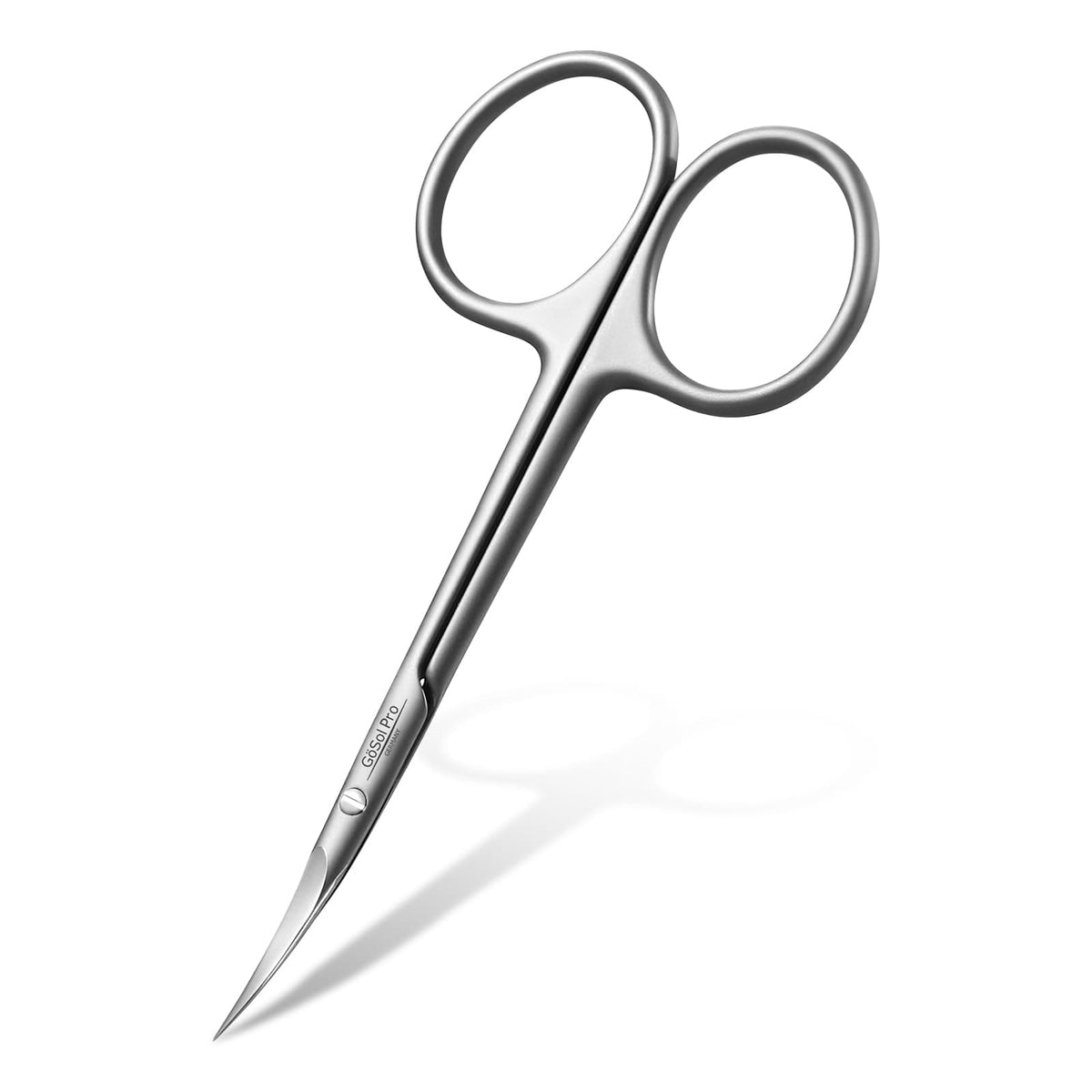 GöSol Pro Cuticle Scissors – Extra Fine Curved, Russian Style, Large Finger Rings, Stainless Steel, Black Case