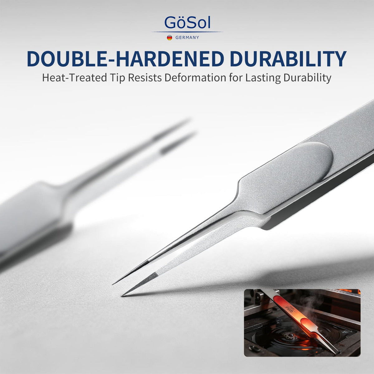 GöSol Pro Blackhead Tweezers – Needle Point Tip for Nose & Face, Comedone & Ingrown Hair Removal, Storage Box