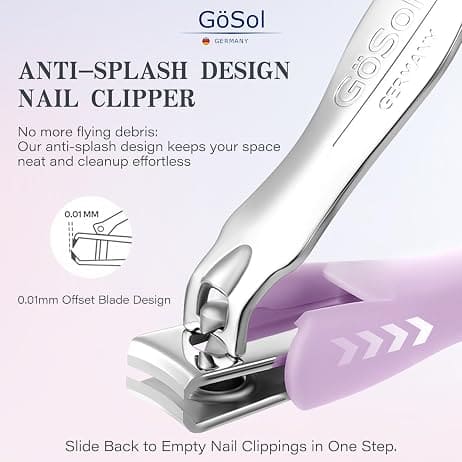 GöSol Nail Clippers, 2PCS Nail Cutter Set in A Storage Bag, Premium Carbon Steel
