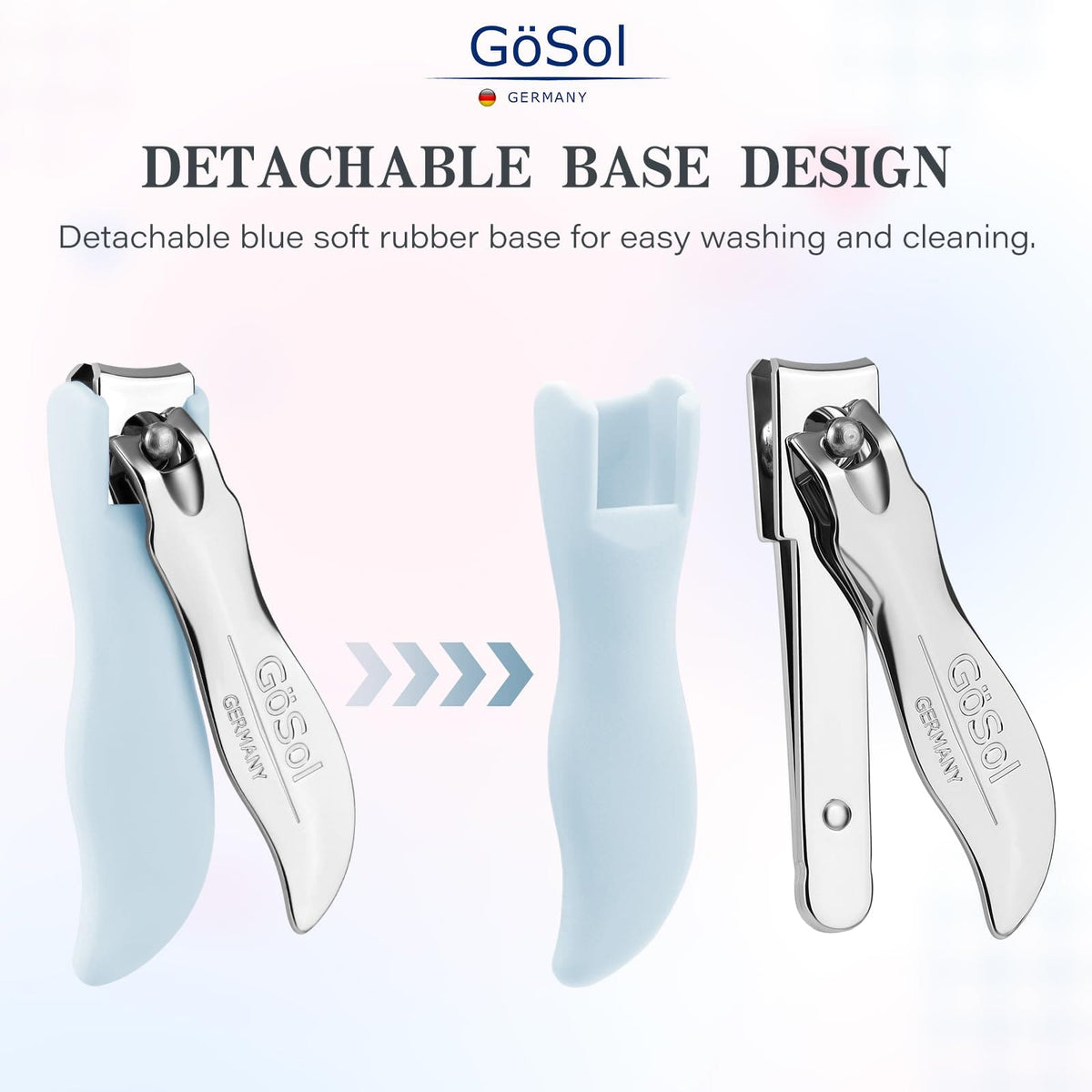 GöSol 2-Piece Nail Clipper Set with Storage Bag – Anti-Splash, Sharp Curved Blades, Nano Glass File, Carbon Steel, Light Blue