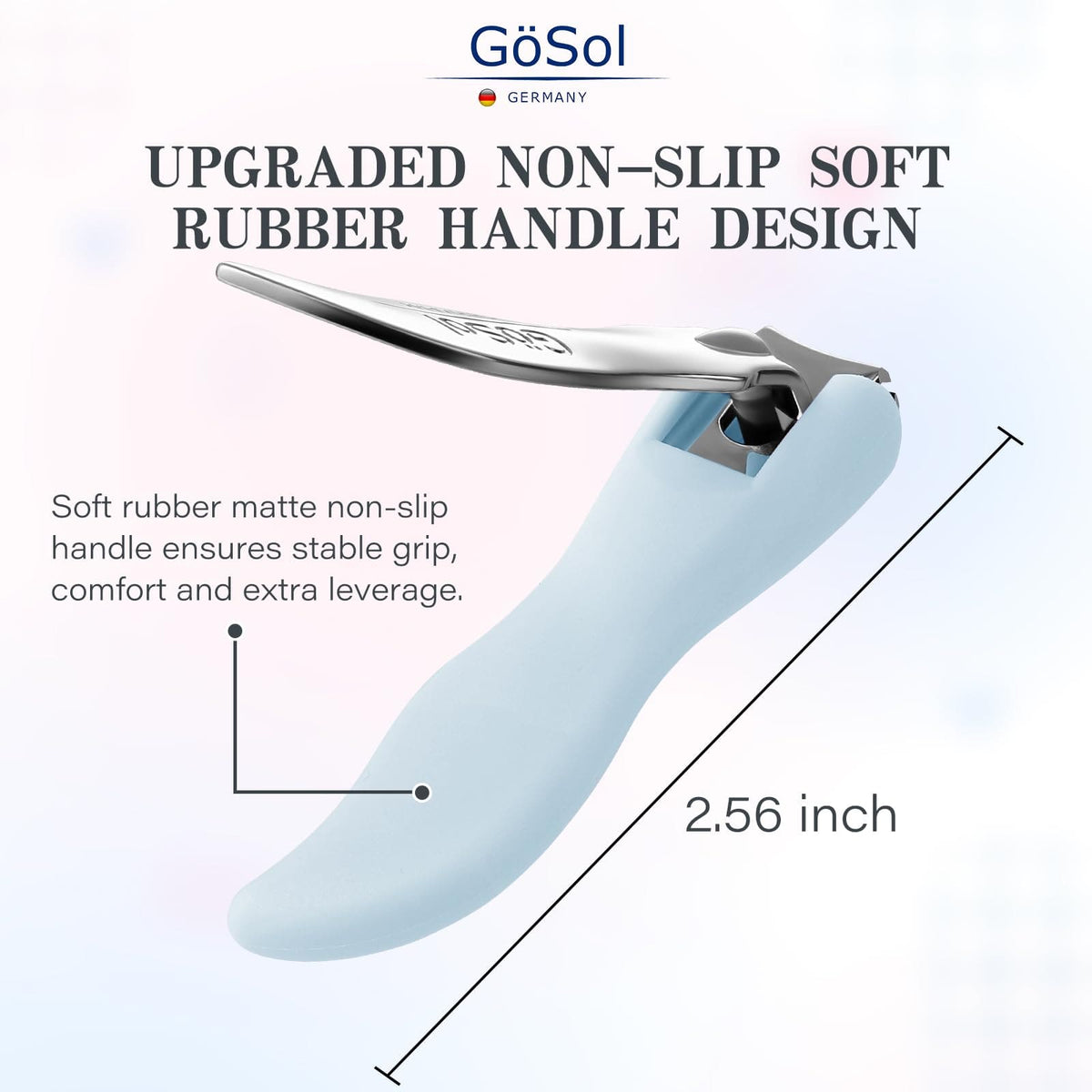 GöSol 2-Piece Nail Clipper Set with Storage Bag – Anti-Splash, Sharp Curved Blades, Nano Glass File, Carbon Steel, Light Blue