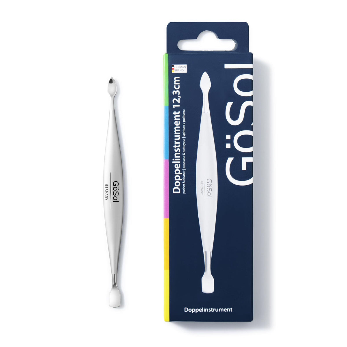 GöSol Pro Cuticle Pusher – Double-Ended Stainless Steel Cuticle Remover & Manicure Tool