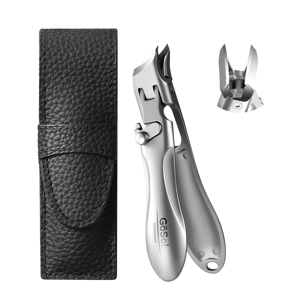 GöSol Ingrown Nail Clipper – Sharp Slanted Blades, Wide Jaw, Anti-Splash, One-Handed, Built-In Lock, Stainless Steel