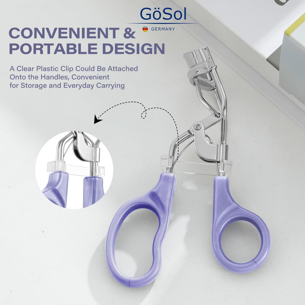GöSol Professional Eyelash Curler with 3 Refill Pads – Stainless Steel, Wide-Angle, No Pinching, Plastic Case