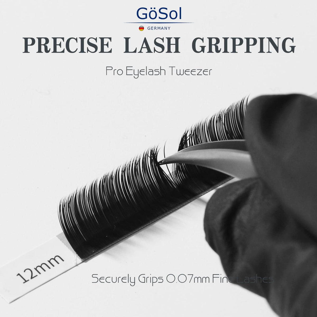GöSol Pro Lash Tweezers – Dolphin Isolation, High Precision, 420 Stainless Steel, for Lash Extensions, Volume & Classic Lashes