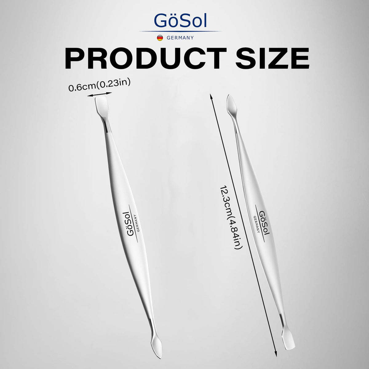 GöSol Pro Cuticle Pusher – Double-Ended Stainless Steel Cuticle Remover & Manicure Tool