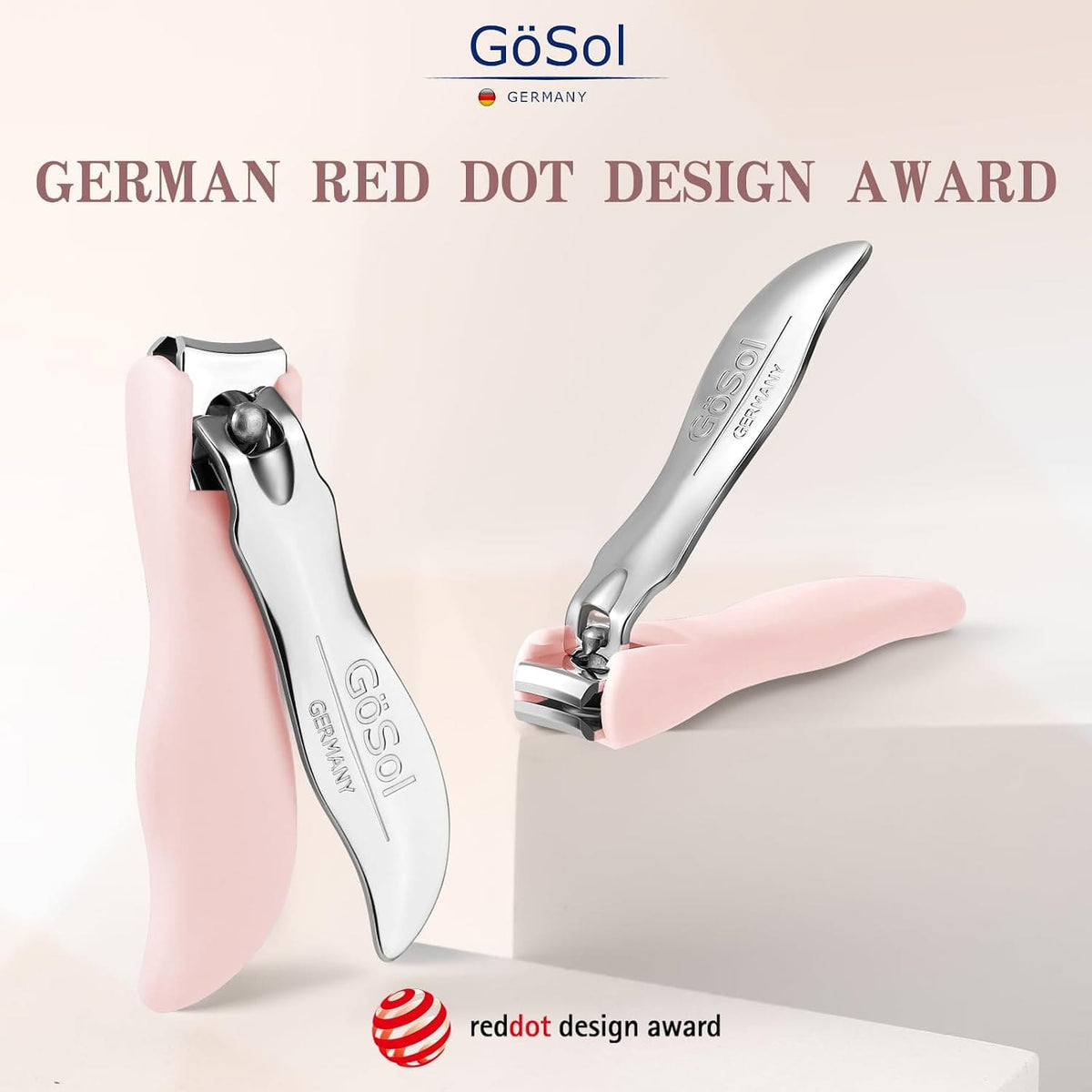 GöSol Anti-Splash Nail Clippers – Sharp Curved Blades, Detachable Catcher, Soft Anti-Slip Grip, Precise Trimming