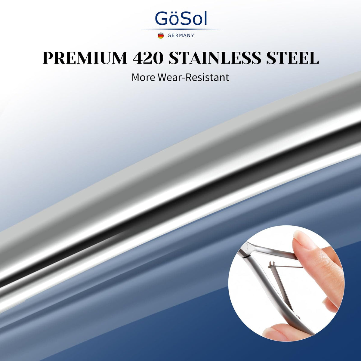 GöSol Pro Cuticle Trimmer – 1/2 Jaw, Ultra-Sharp, Curved Handle, Stainless Steel, Black Leather Case
