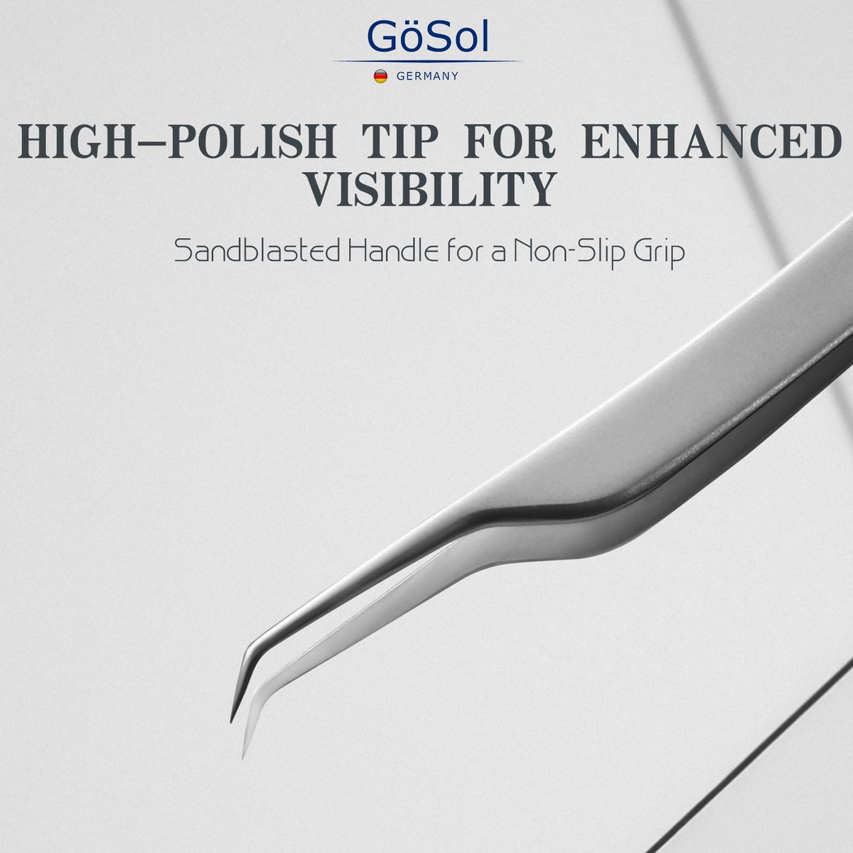 GöSol Pro Blackhead Tweezers – Precision Slant Tip for Nose & Face, Ingrown Hair Removal, Black Leather Case