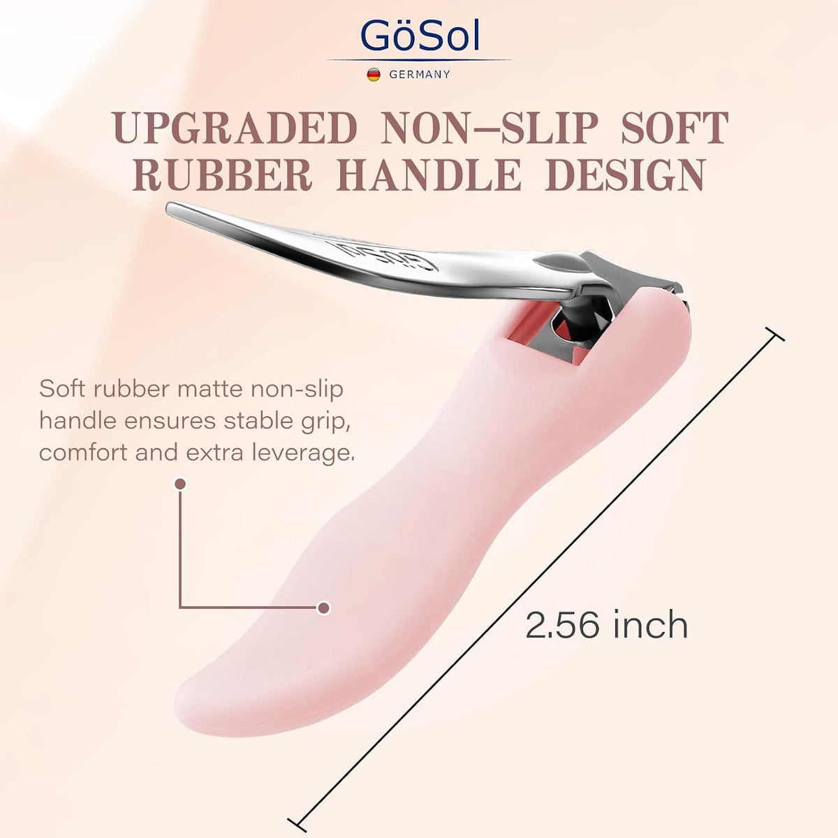 GöSol Anti-Splash Nail Clippers – Sharp Curved Blades, Detachable Catcher, Soft Anti-Slip Grip, Precise Trimming