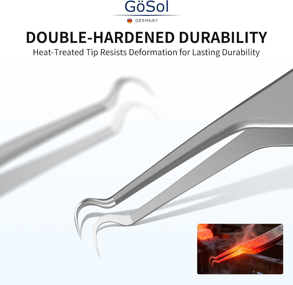 GöSol Pro Blackhead Tweezers – Curved Precision Tip, Stainless Steel, Comedone & Ingrown Hair Removal