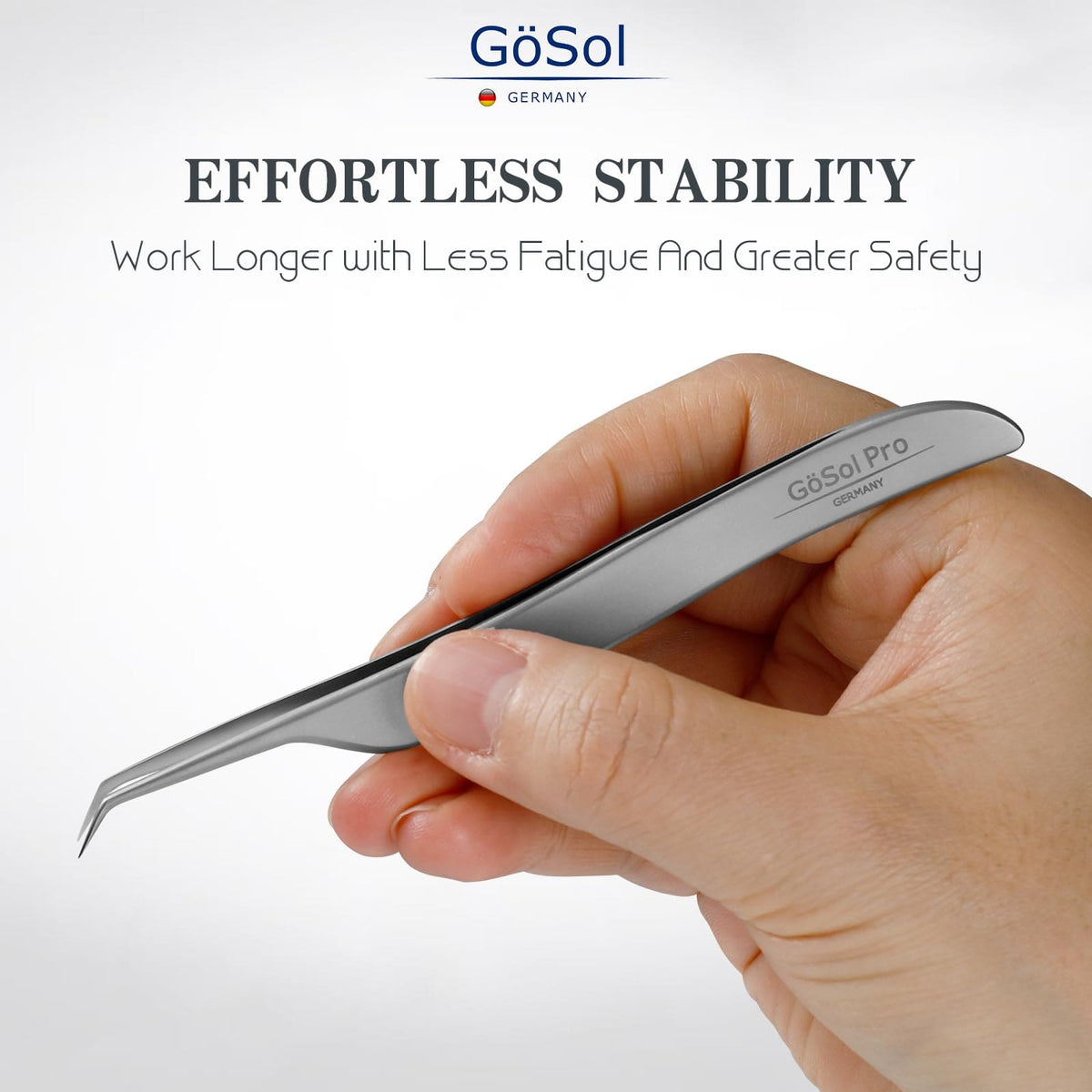 GöSol Pro Blackhead Tweezers – Precision Slant Tip for Nose & Face, Ingrown Hair Removal, Black Leather Case