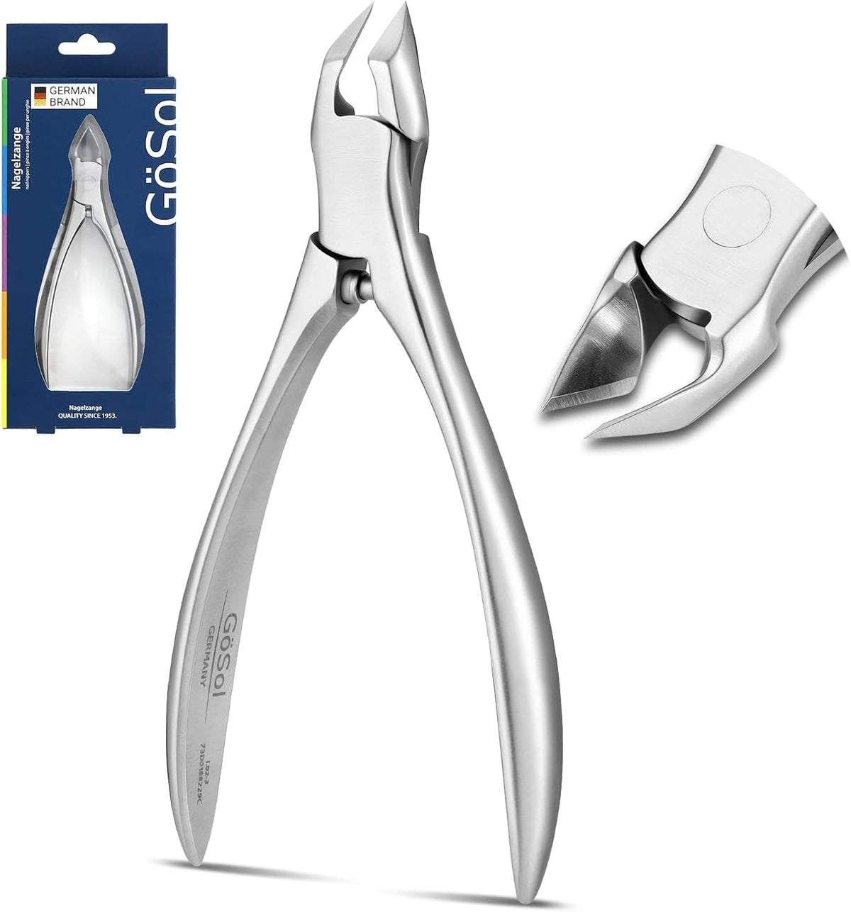 GöSol Toenail Clipper – Straight Blades for Thick & Ingrown Nails, Wide Jaw, Stainless Steel, Long Handle