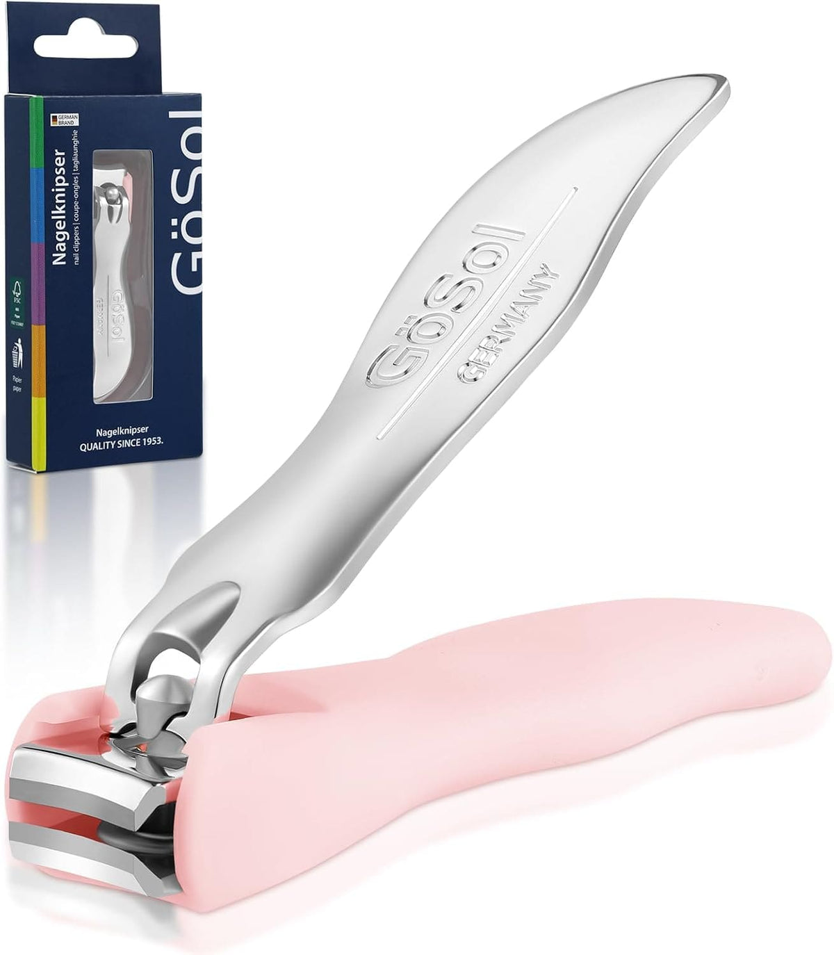 GöSol Anti-Splash Nail Clippers – Sharp Curved Blades, Detachable Catcher, Soft Anti-Slip Grip, Precise Trimming