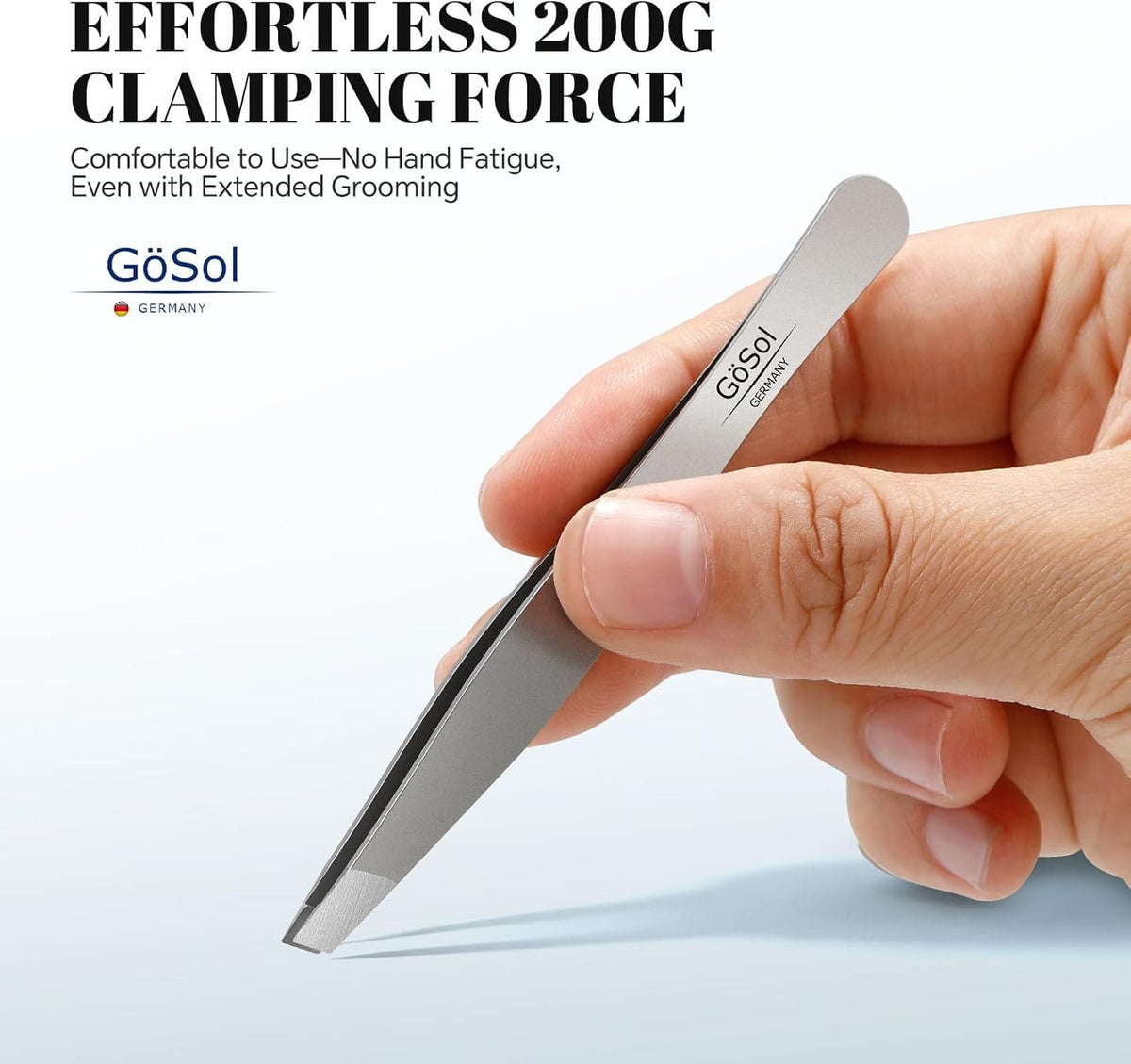 GöSol Professional Slant Tweezers – Precision Eyebrow Plucking, No Hair Breakage, Gentle on Skin