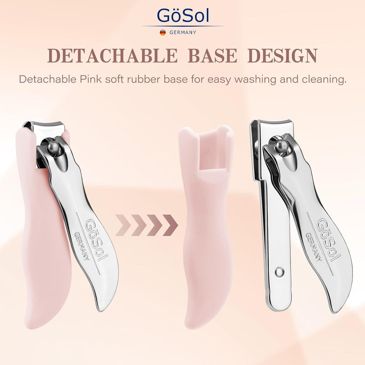 GöSol Anti-Splash Nail Clippers – Sharp Curved Blades, Detachable Catcher, Soft Anti-Slip Grip, Precise Trimming