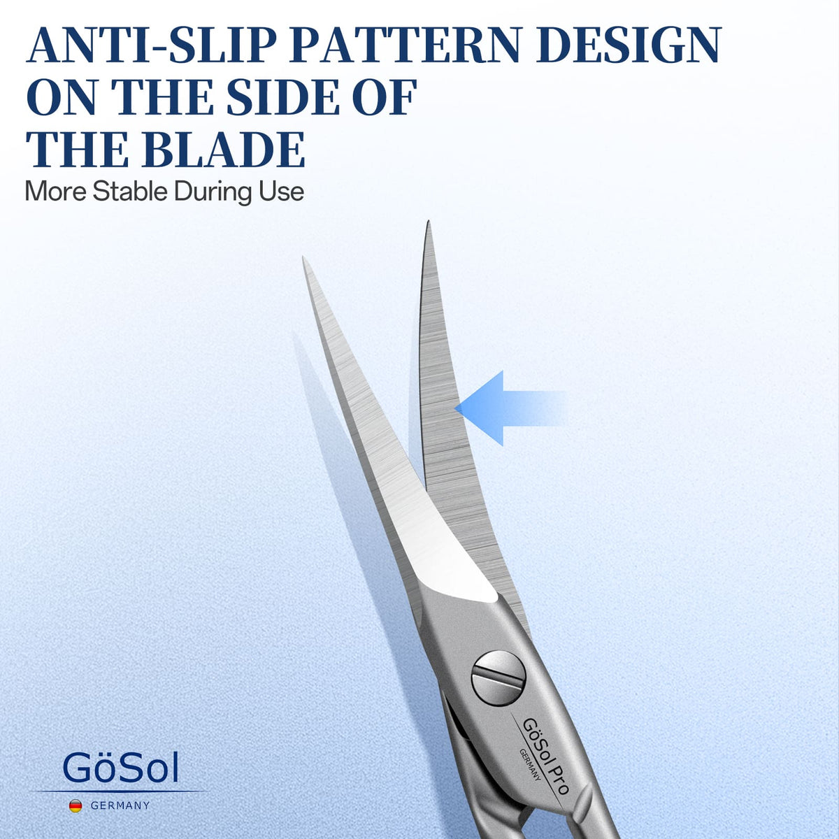 GöSol Pro Cuticle Scissors – Extra Fine Curved, Large Finger Rings, with Blue Case