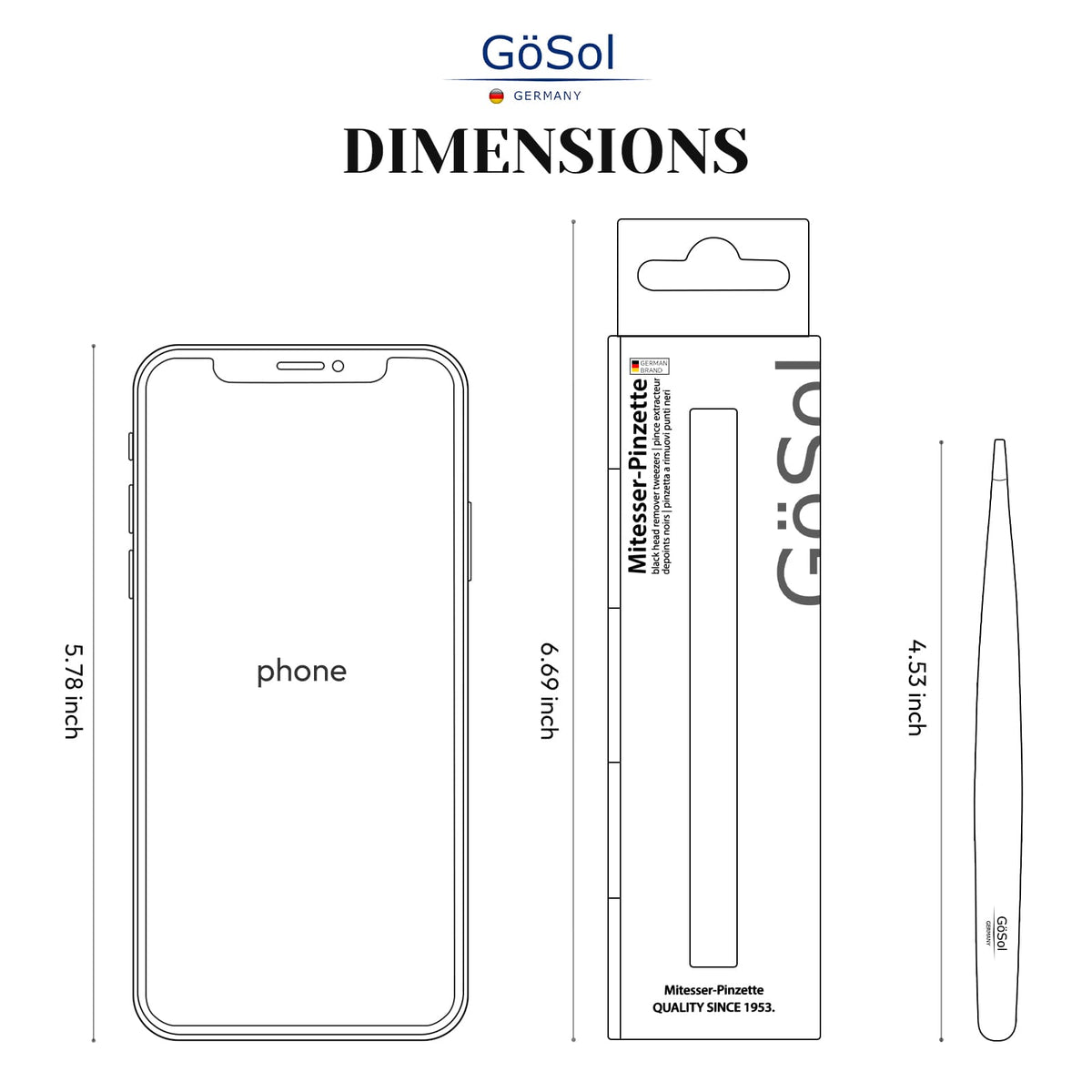 GöSol GöSol Blackhead Tweezers – Safe Blackhead Removal, Nose & Face, Stainless Steel