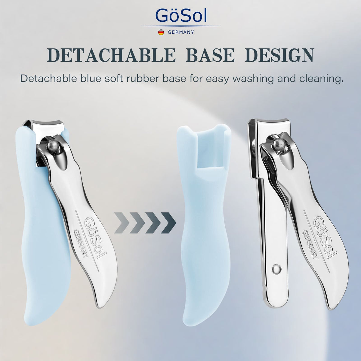 GöSol Anti-Splash Nail Clippers – Sharp Curved Blades, Detachable Catcher, Soft Anti-Slip Handle
