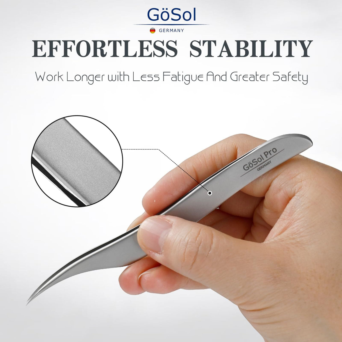 GöSol Pro Lash Tweezers – Dolphin Isolation, High Precision, 420 Stainless Steel, for Lash Extensions, Volume & Classic Lashes