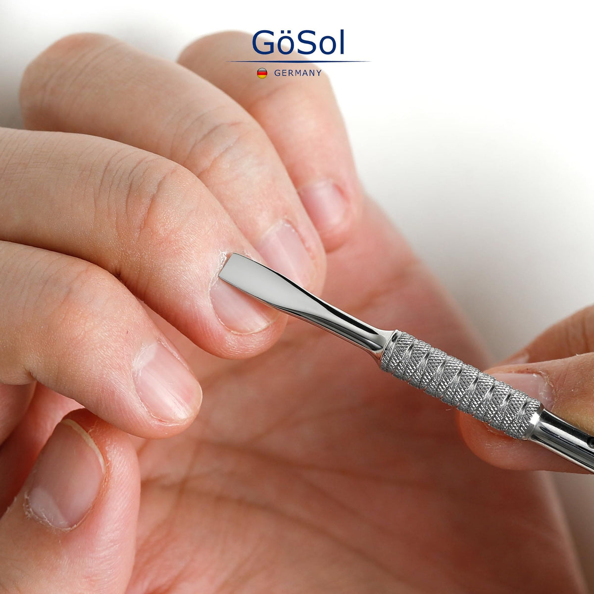GöSol Pro Cuticle Pusher – Double-Ended Cuticle Remover, Curved & Straight Ends, Stainless Steel