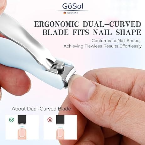 GöSol Nail Clippers, 2PCS Nail Cutter Set in A Storage Bag, Premium Carbon Steel