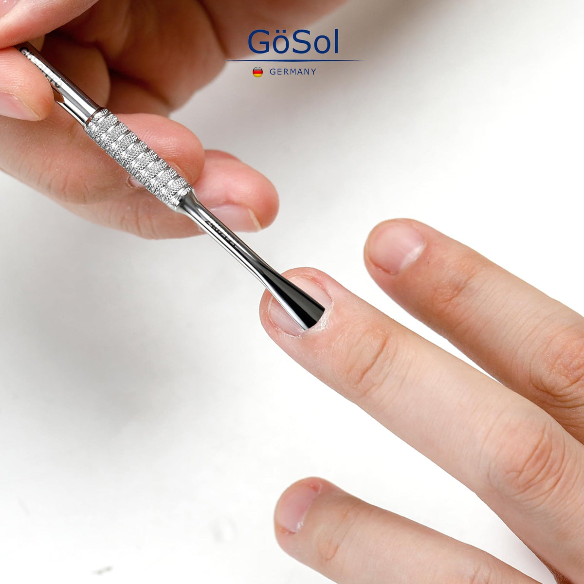 GöSol Pro Cuticle Pusher – Double-Ended Cuticle Remover, Curved & Straight Ends, Stainless Steel