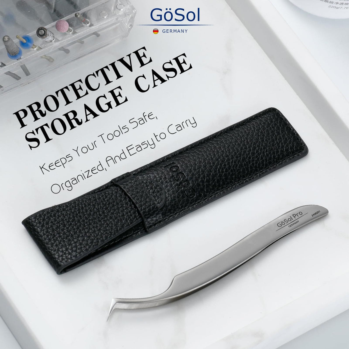 GöSol Pro Lash Tweezers – L-Shape, High Precision, 420 Stainless Steel, Pick, Fan & Apply, for Volume & Classic Lashes