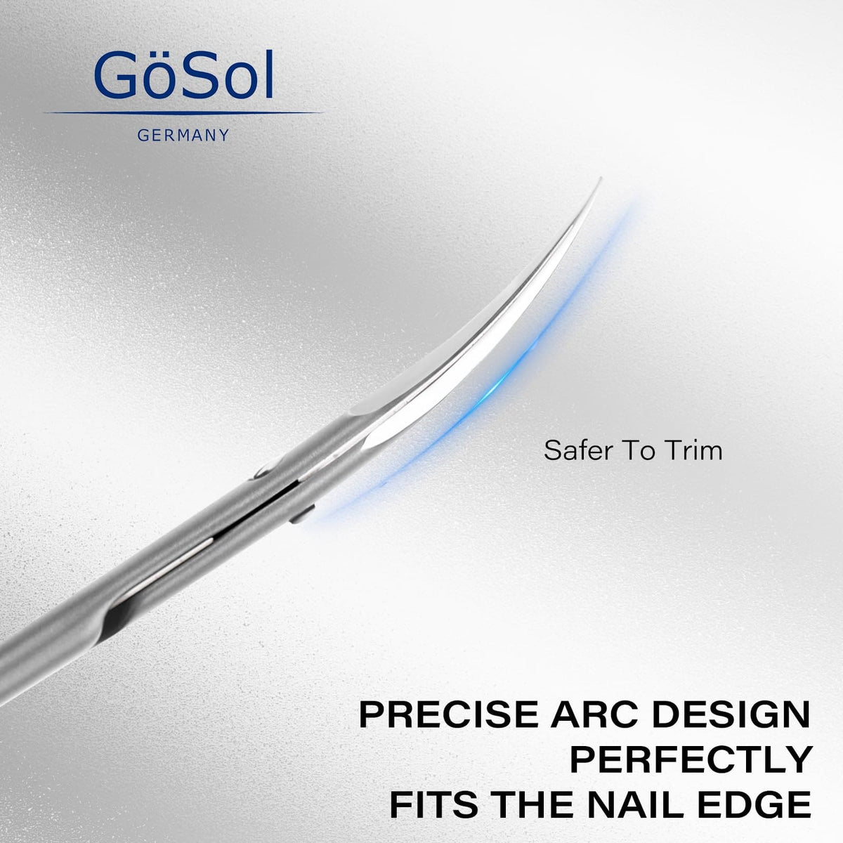 GöSol Pro Cuticle Scissors – Extra Fine Curved, Russian Style, Large Finger Rings, Stainless Steel, Black Case