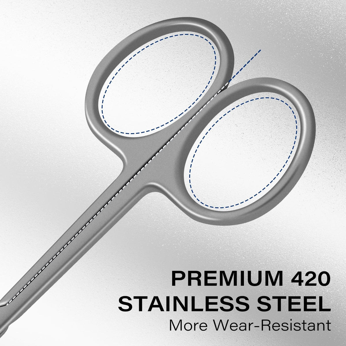 GöSol Pro Cuticle Scissors – Extra Fine Curved, Russian Style, Large Finger Rings, Stainless Steel, Black Case