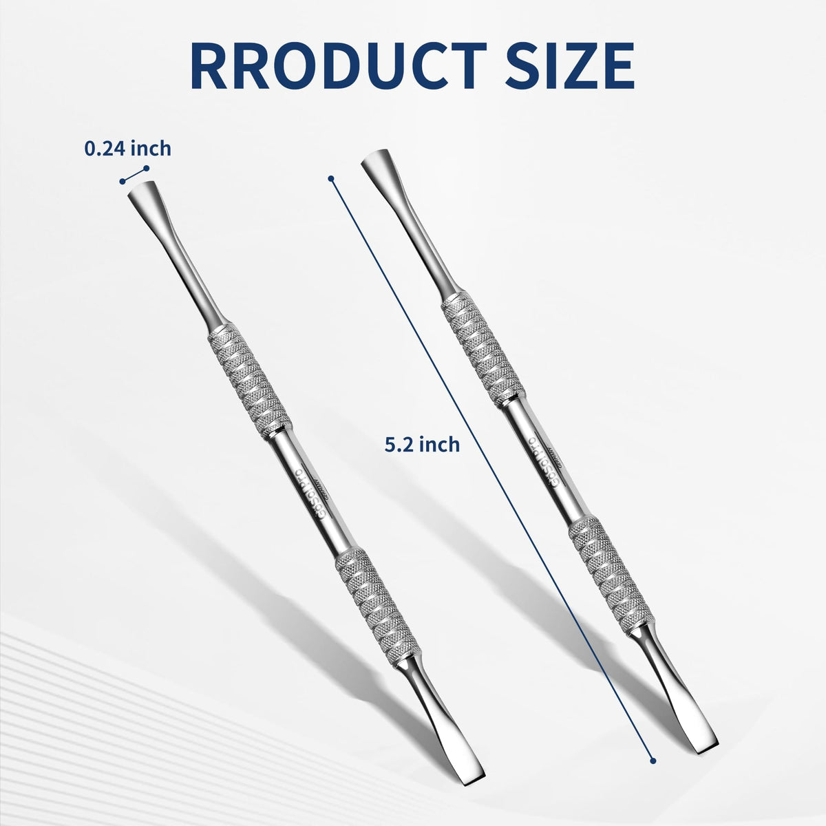 GöSol Pro Cuticle Pusher – Double-Ended Cuticle Remover, Curved & Straight Ends, Stainless Steel