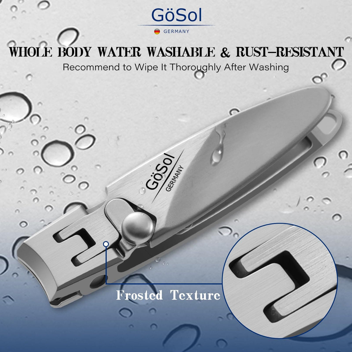 GöSol Heavy-Duty Nail Clipper – Wide Jaw for Thick Nails, Built-in Lock, Anti-Splash, One-Handed, Built-In File