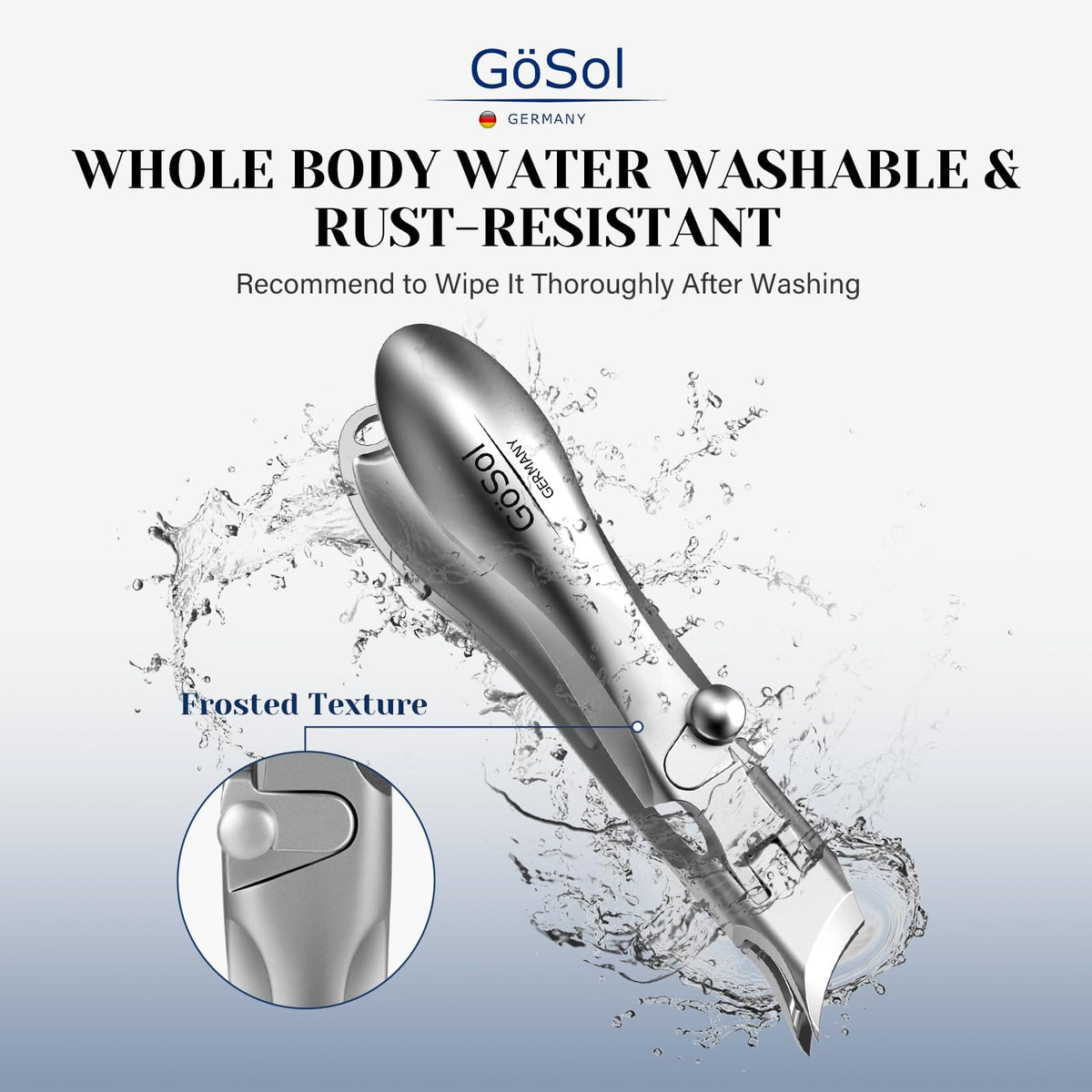 GöSol Ingrown Nail Clipper – Sharp Slanted Blades, Wide Jaw, Anti-Splash, One-Handed, Built-In Lock, Stainless Steel