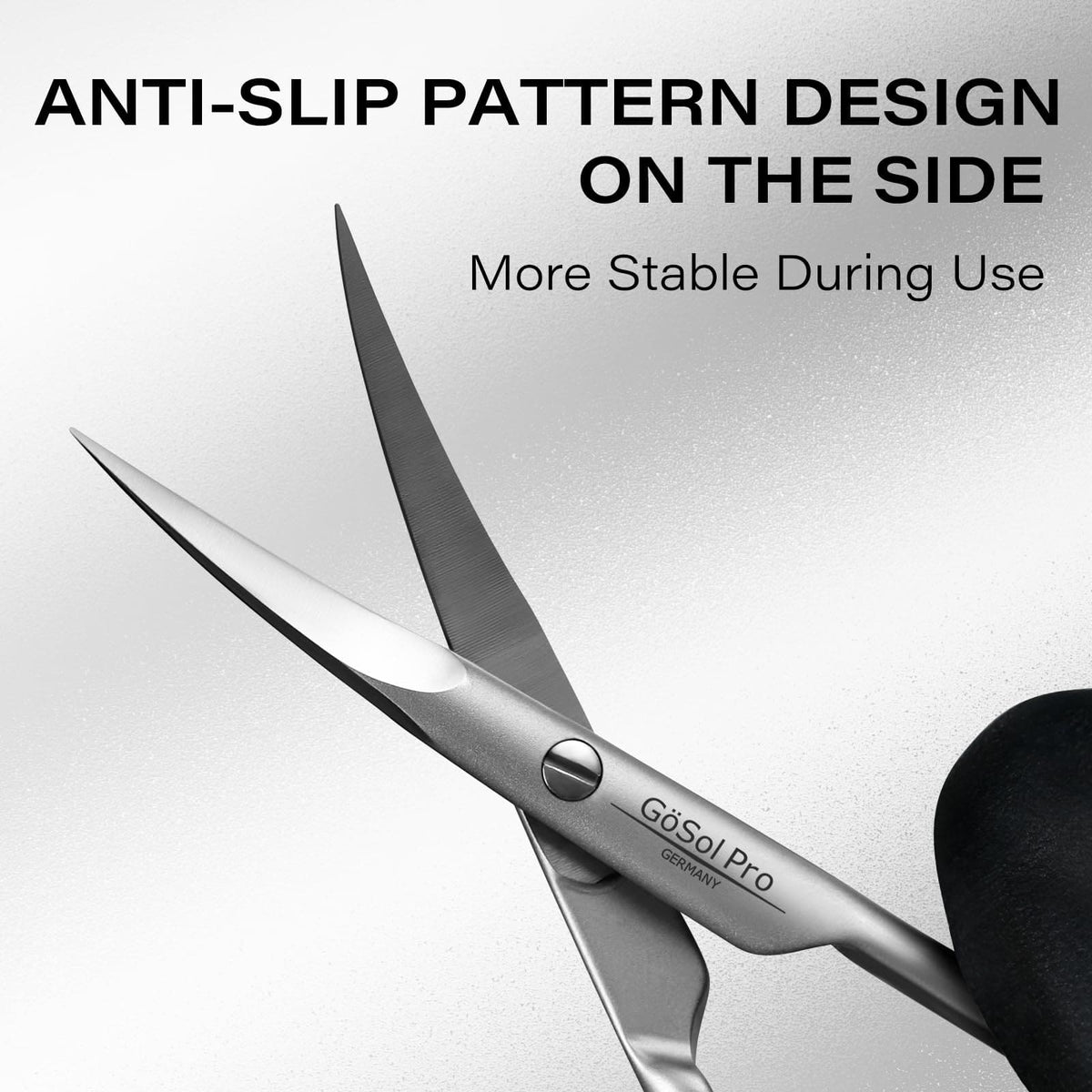 GöSol Pro Cuticle Scissors – Extra Fine Curved, Russian Style, Large Finger Rings, Stainless Steel, Black Case