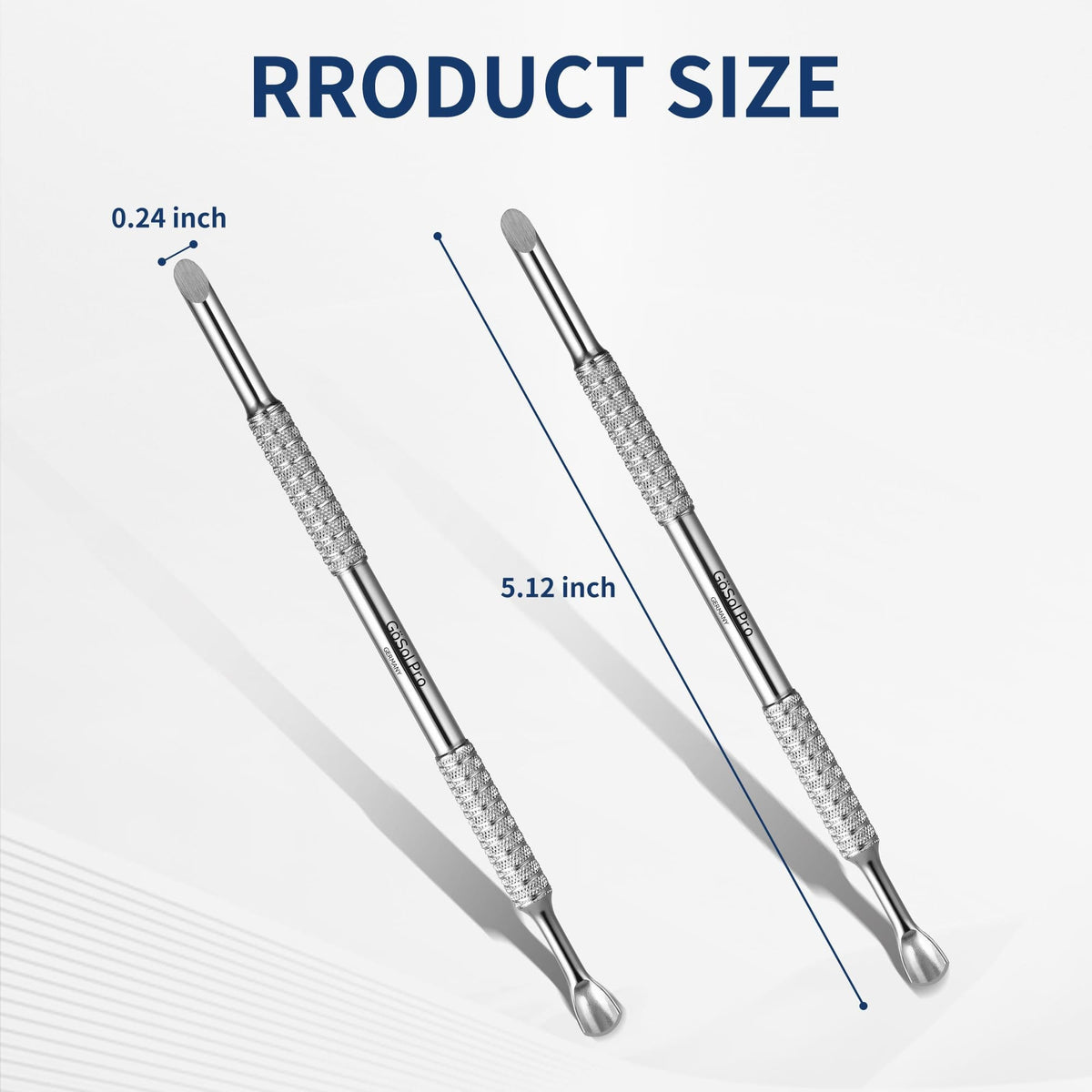 GöSol Pro Cuticle Pusher – Double-Ended Cuticle Remover, Pointed & Horseshoe Ends, Stainless Steel