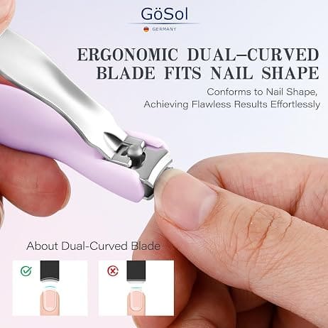 GöSol Nail Clippers, 2PCS Nail Cutter Set in A Storage Bag, Premium Carbon Steel