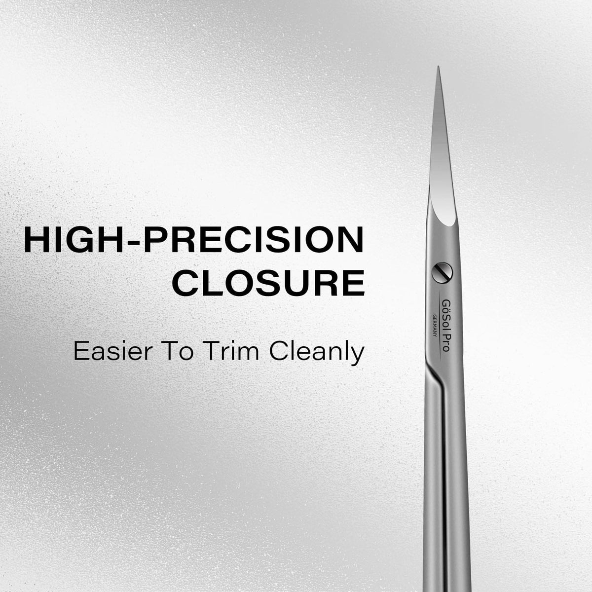 GöSol Pro Cuticle Scissors – Extra Fine Curved, Russian Style, Large Finger Rings, Stainless Steel, Black Case